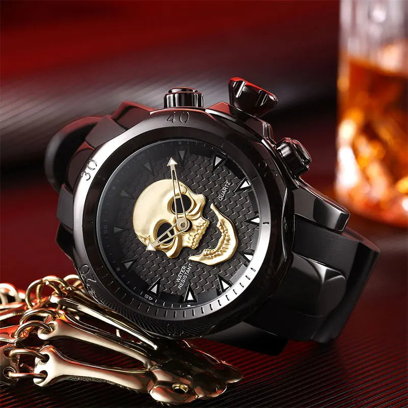 Relógio Caveira Shadow Skull Timepiece Masculino Quartzo