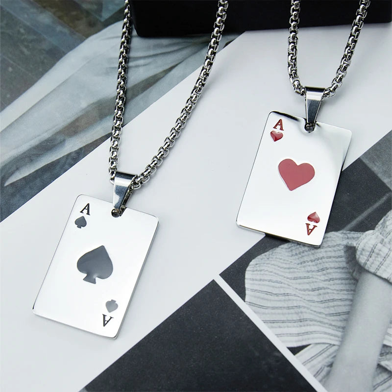 Colar de aço inox Cartas de Poker Baralho