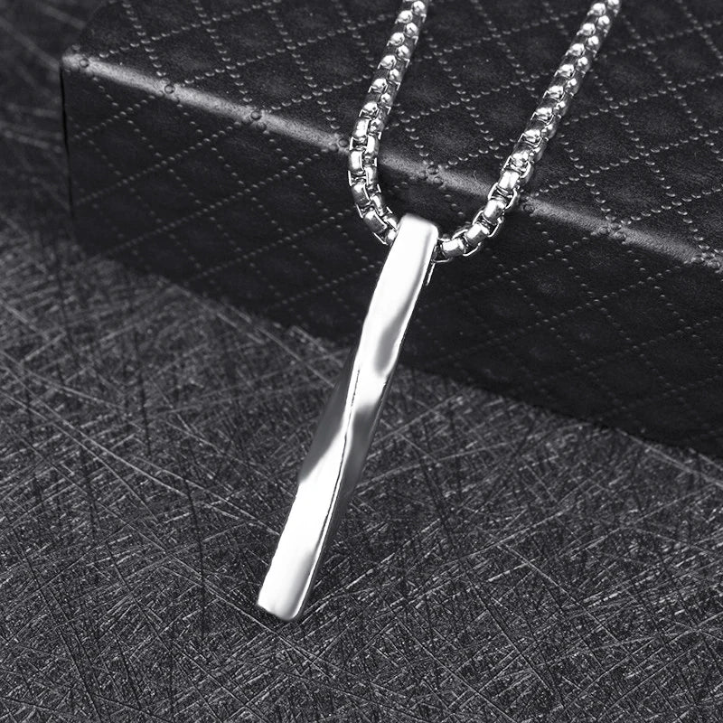 Colar de aço inox Barra Torcida Minimalista