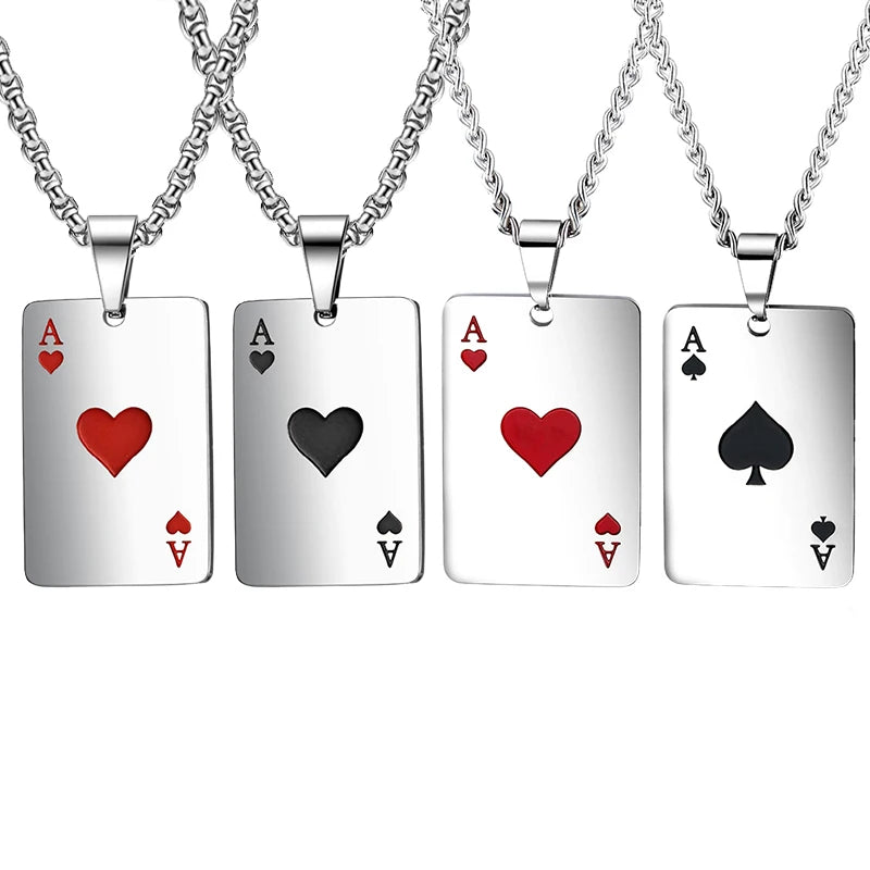 Colar de aço inox Cartas de Poker Baralho