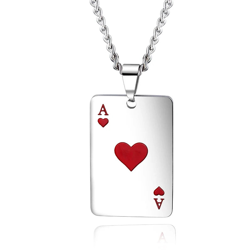 Colar de aço inox Cartas de Poker Baralho