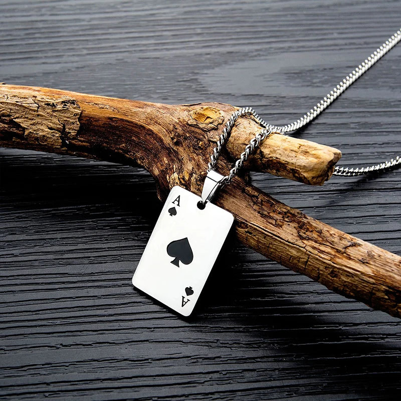 Colar de aço inox Cartas de Poker Baralho