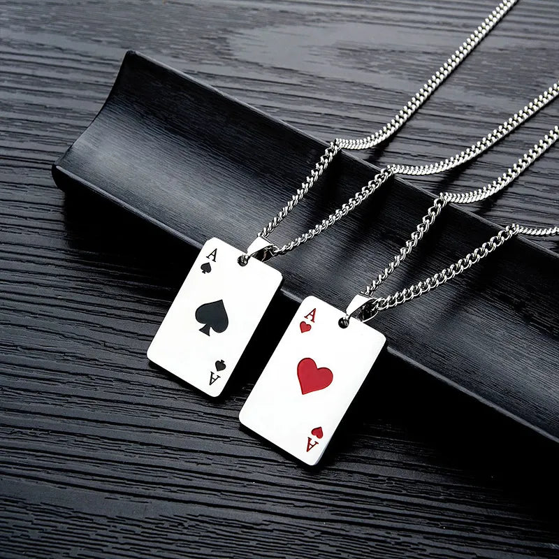 Colar de aço inox Cartas de Poker Baralho