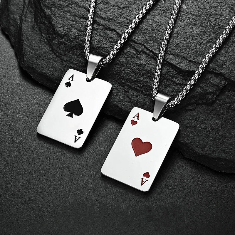 Colar de aço inox Cartas de Poker Baralho
